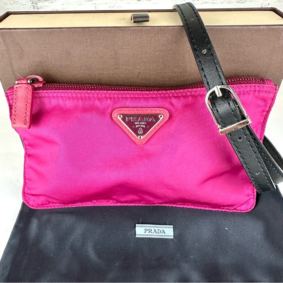 PRADA pink nylon Pouch Crossbody bag with strap - Picture 1 of 14
